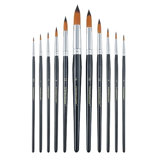 11pcs Round Paint Brush Basic Set for Watercolor (11 Count)