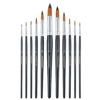 11pcs Round Paint Brush Basic Set for Watercolor (11 Count)
