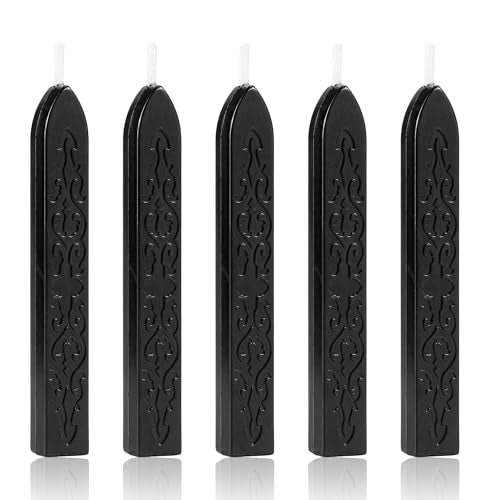 5Pcs Black Sealing Wax Sticks with Wicks for Wax Seal Stamp (5 Count)