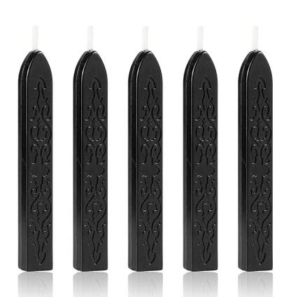 5Pcs Black Sealing Wax Sticks with Wicks for Wax Seal Stamp (5 Count)