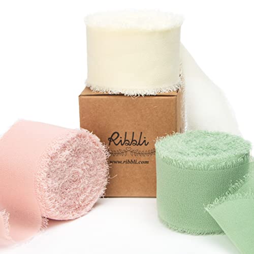 Chiffon Ribbon 1.5 inch x 30 Yard Handmade Silk Ribbon (90 Foot)