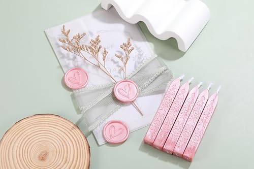5Pcs Rose Gold Sealing Wax Sticks with Wicks for Wax Seal Stamp (5 Count)
