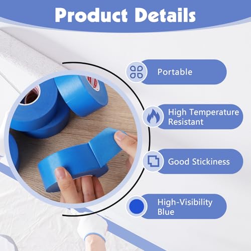 5 Rolls Painters Tape 1.5Inch Wide Blue Painters Tape for Wall Painting