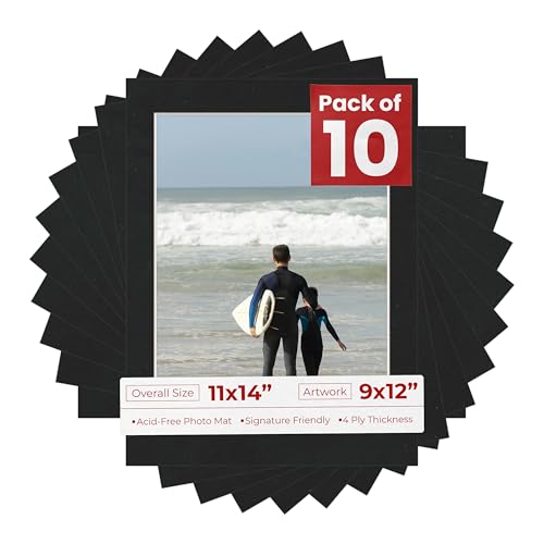 Pack of TEN 11x14 Mats Bevel Cut for 9x12 Photos (10 Count)