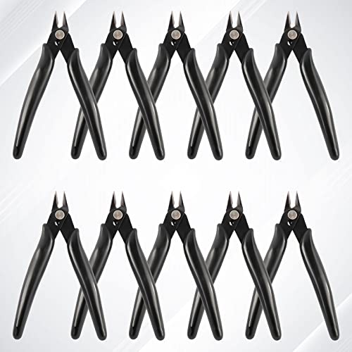 10 Pack Wire Cutters Black Diagonal Cutting Pliers for Electronic (10 Count)