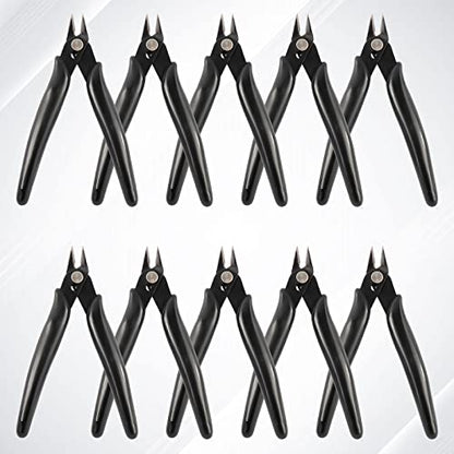 10 Pack Wire Cutters Black Diagonal Cutting Pliers for Electronic (10 Count)