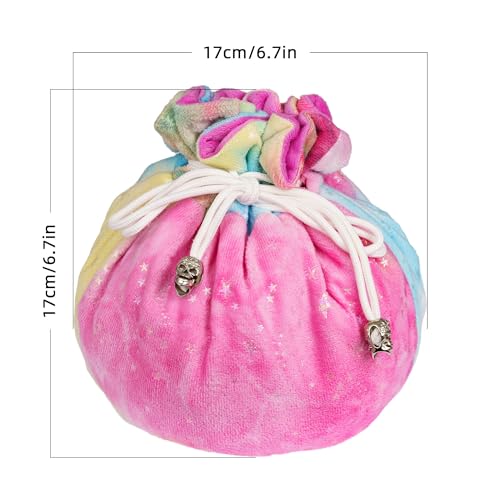DND Dice Bags Large with Pockets Rainbow Storage Bag for RPG Games (5.29 Ounce)