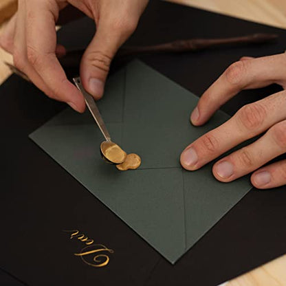 500 Pcs Octagon Sealing Wax Beads Gold Wax Seal Beads with 4 Pcs Tea Candles and 1 Pcs Wax Melting Spoon for Crafts Letter Wine Greeting Cards Sealing (7.7603 Ounce)