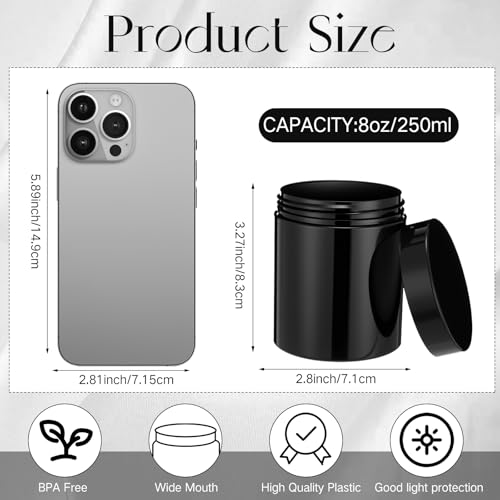 12 Pack 8 oz Plastic Container Jars with Lids Round Clear Travel Cosmetic Container Slime Jar for Toiletries (12 Count)