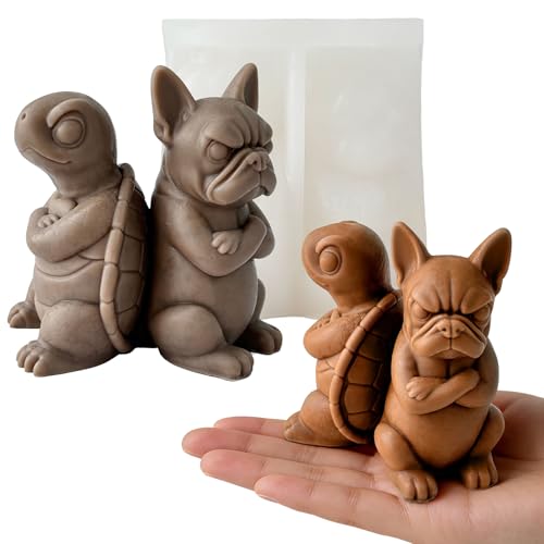 Couple Dog and Turtle Animal Cylinder Candle & Resin Mold