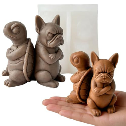 Couple Dog and Turtle Animal Cylinder Candle & Resin Mold