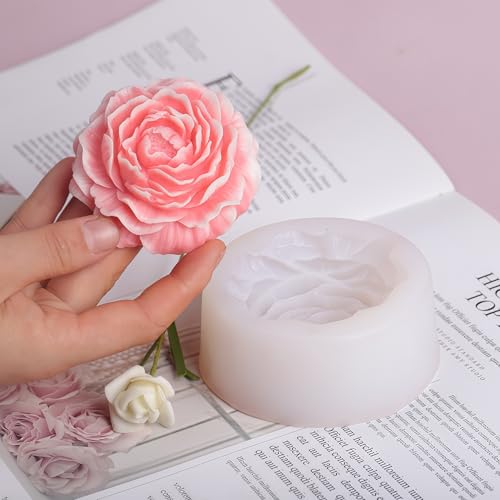 2 Pcs Peony Rose Flower Candle Silicone Molds for Candle Making