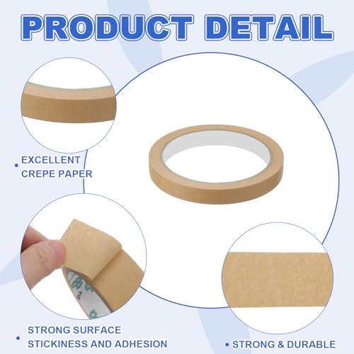 Masking Tape 0.5 Inch x 21 Yard Painter's Tape Brown Paint Tapes for DIY Crafts Arts Drawing Decoration Labeling Car Painting Artist Teachers (6 Count)