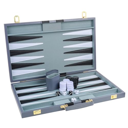 Backgammon Set 2 Players Classic Backgammon Sets for Adults Board Game with PU Leather Case Portable and Travel Backgammon Set