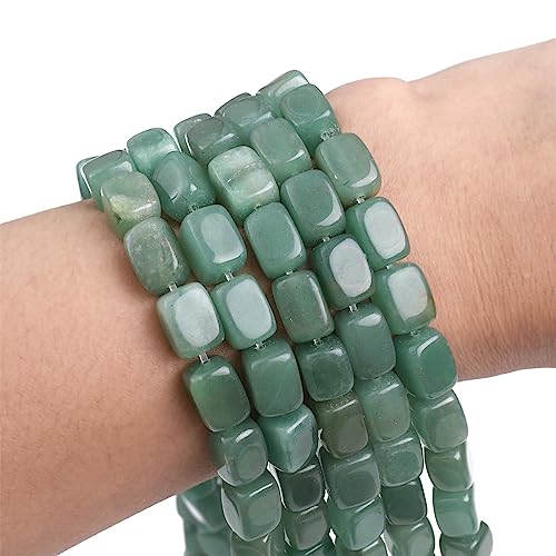 Natural Green Aventurine Cuboid Stone Loose Semi Gemstone Beads for Jewelry Making 8mmx12mm 38cm (33 Count)