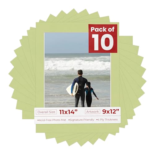 Pack of TEN 11x14 Mats Bevel Cut for 9x12 Photos (10 Count)