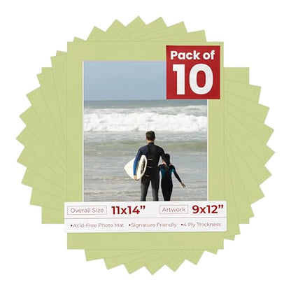 Pack of TEN 11x14 Mats Bevel Cut for 9x12 Photos (10 Count)