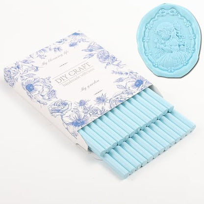 Sky Blue Wax Sealing Sticks 26pcs Mini Wax Seal Sticks Wax Sticks for Wedding Invitations Letter Envelope Cards Crafts Christmas Package Decoration