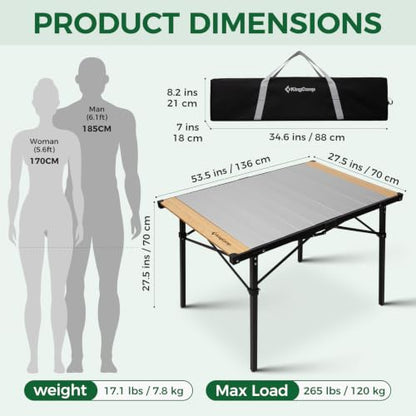 Camping Table Folding Portable Table Aluminum Roll Up Lightweight Foldable Large Camp Table for Indoor Outdoor Picnic Backyard