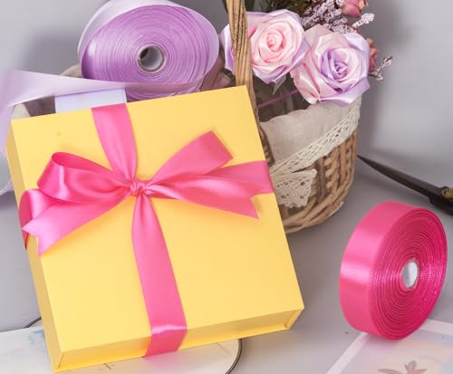 1 Inch Rose Red Solid Satin Ribbon for Gift Wrapping