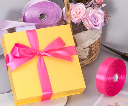 1 Inch Rose Red Solid Satin Ribbon for Gift Wrapping