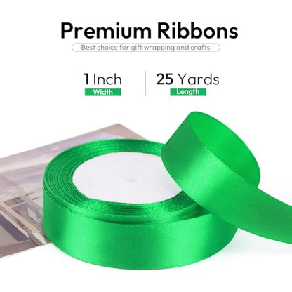1 Inch 25 Yards Satin Ribbon Green