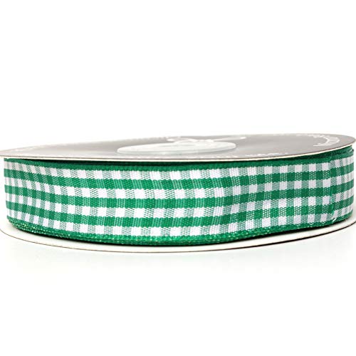 Green Gingham Plaid Checked Ribbon 25 Yards Each Roll 100% Polyester