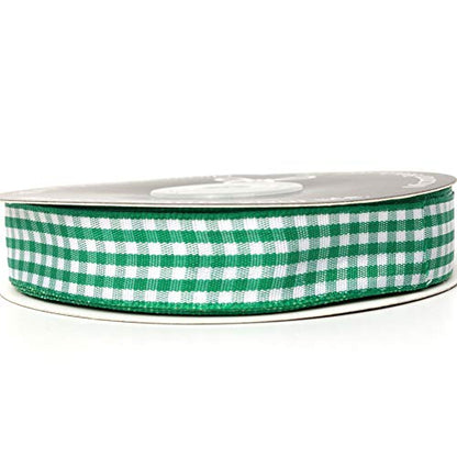 Green Gingham Plaid Checked Ribbon 25 Yards Each Roll 100% Polyester