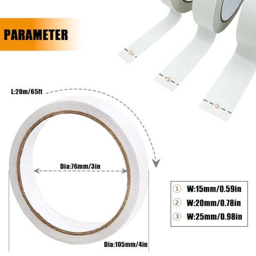 6 Roll 3 Sizes Double Sided Tape for Clothes (3 Count)