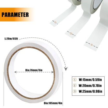 6 Roll 3 Sizes Double Sided Tape for Clothes (3 Count)