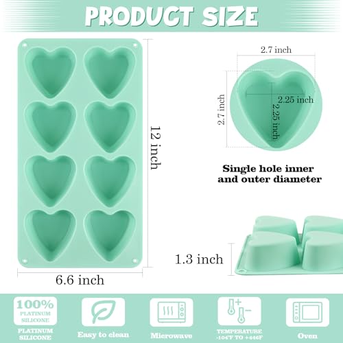 2 Pack 8 Cavity 2.7″ Heart Chocolate Molds Silicone (2 Count)