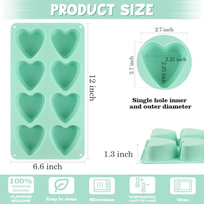 2 Pack 8 Cavity 2.7″ Heart Chocolate Molds Silicone (2 Count)