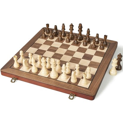 17" Magnetic Wooden Chess Set for Adults Kids