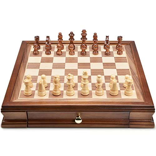 12.8" x 12.8" Magnetic Wooden Chess Set with 2 Built