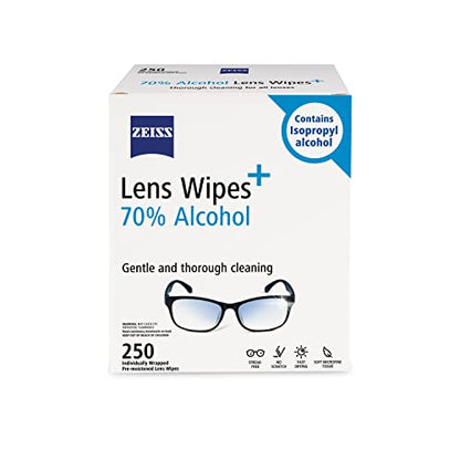 Pre Moistened Lens Cleaning Wipes with 70% Alcohol (250 Count)