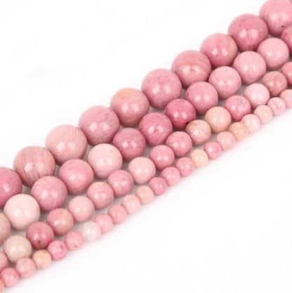 60pcs Adabele Natural Pink Rhodonite Gemstone 6mm Round Beads (62 Count)