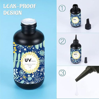 Crystal Clear Hard UV Resin Upgraded Formula Ultraviolet Fast Curing for Jewelry Making Craft Decoration (3.52 Ounce)