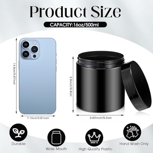 12 Pack 16 oz Plastic Container Jars with Lids Round Clear Travel Cosmetic Container Slime Jar for Toiletries (12 Count)