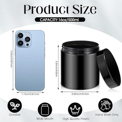 12 Pack 16 oz Plastic Container Jars with Lids Round Clear Travel Cosmetic Container Slime Jar for Toiletries (12 Count)
