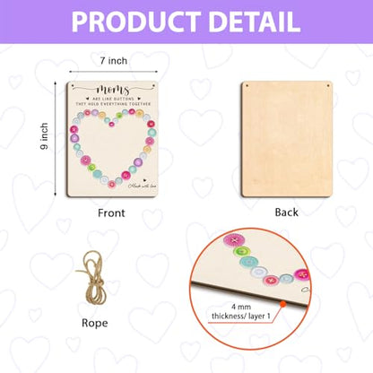 DIY Mothers Day Footprint Craft Button Heart Hanging Sign for Mom Sewing