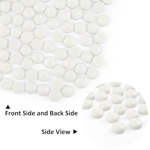 150g Glossy White Round Glass Mosaic Tiles for Crafts Bulk (5.29 Ounce)