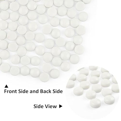 150g Glossy White Round Glass Mosaic Tiles for Crafts Bulk (5.29 Ounce)