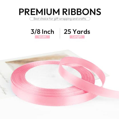 3 8 Inch 25 Yards Satin Ribbon Light Pink (75 Foot)