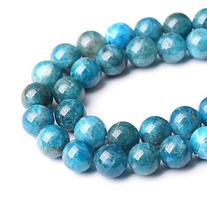 45PCS 8mm AAA Natural Blue Apatite Stone Beads Gemstone Round Loose Spacer Beads for Jewelry Making DIY Bracelet Necklace 15" (16 Count)