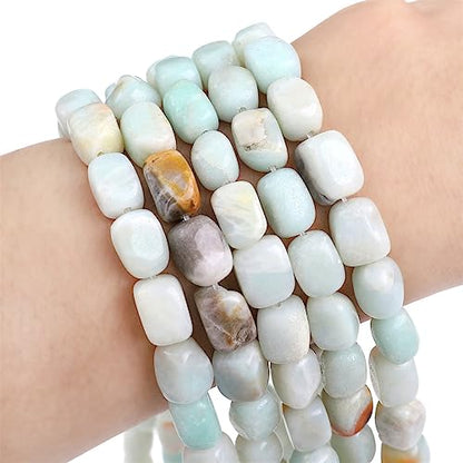 Natural Amazonite Cuboid Stone Loose Semi Gemstone Beads for Jewelry Making 8mmx12mm 38cm (33 Count)