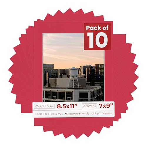 Pack of TEN 8.5x11 Mats Bevel Cut for 7x9 Photos (10 Count)