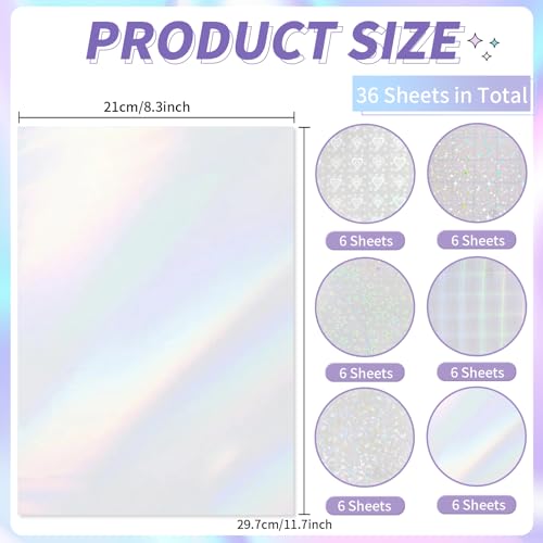 36 Sheets Holographic Sticker Paper