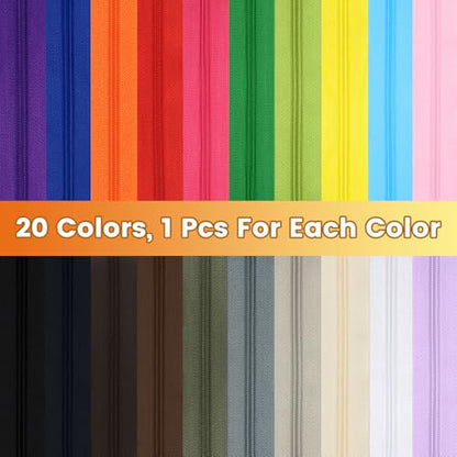 62 Yards 20 Pieces Sewing Zippers #3 Nylon Coil Zippers Assorted Zipper for Sewing with 80 Zipper Sliders for DIY Tailor Sewing Crafts Supplies