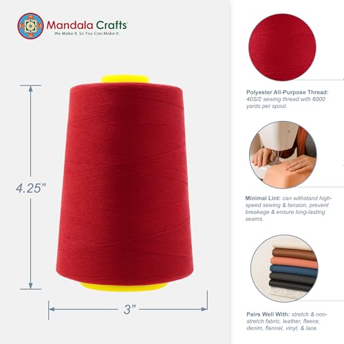 40S 2 Brick Red Polyester 4 Pack of Serger Threads Cones (24000 Foot)