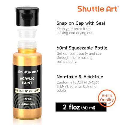 30 Colors Metallic Acrylic Paint (60 Fl Oz)